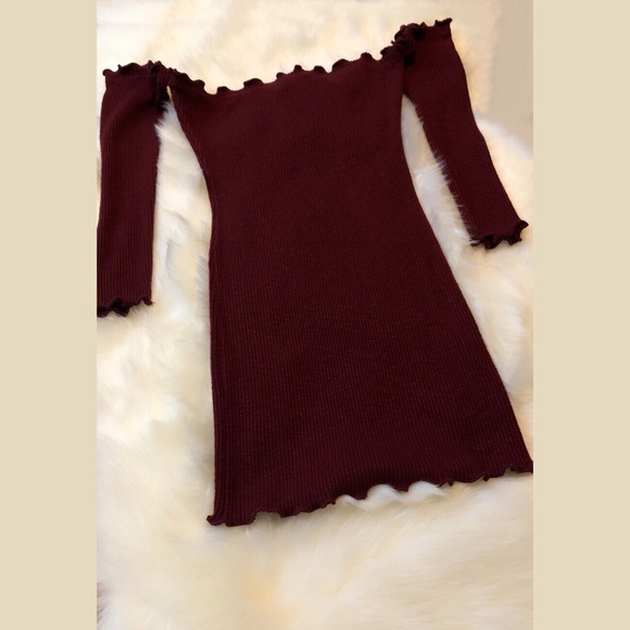 Fashion Nova Dresses & Skirts - Fashion Nova Off-The-Shoulder Burgundy Mini Dress